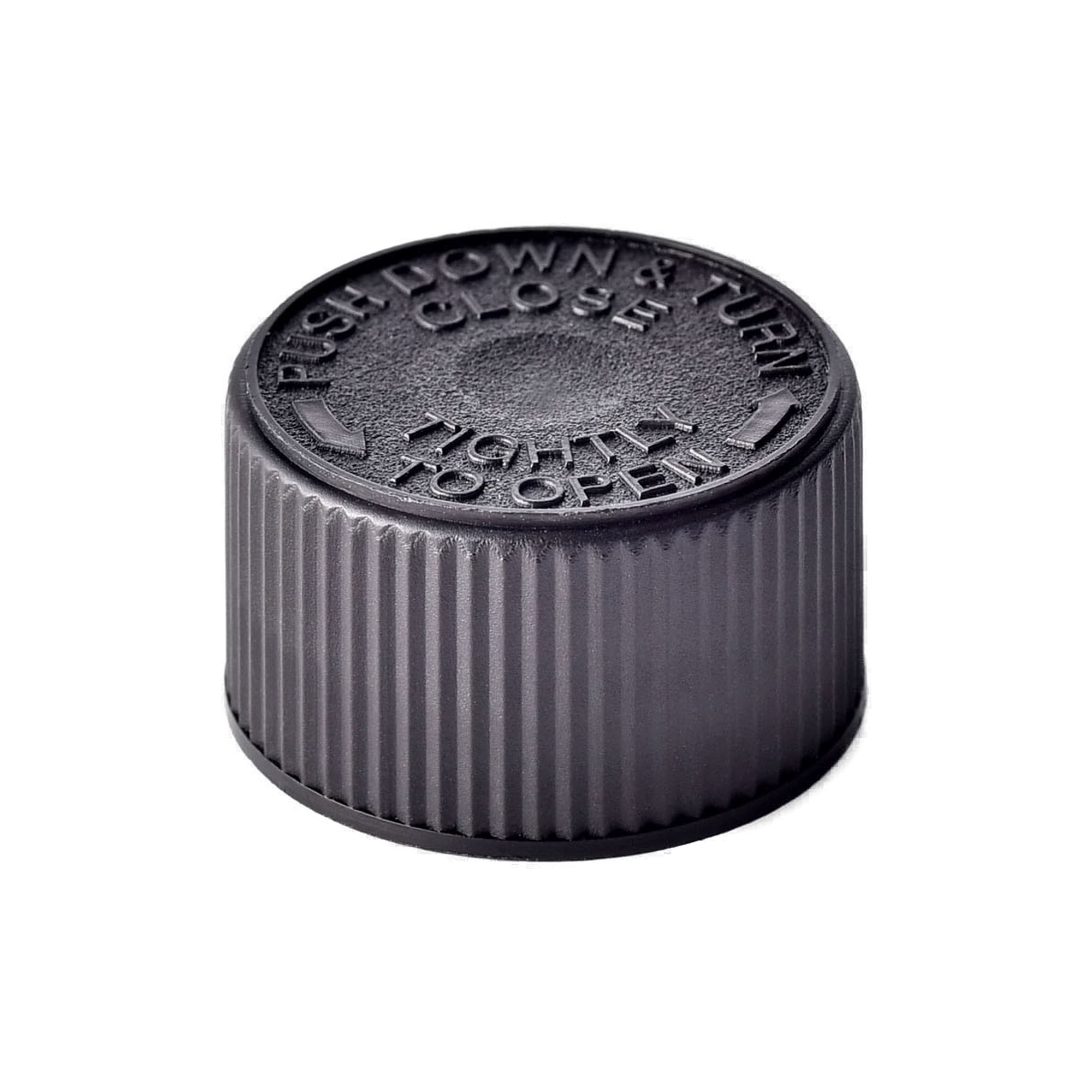 C24-16-1 24/410 PP child-resistant cap for food and condiment and pharmaceutical packaging, front view