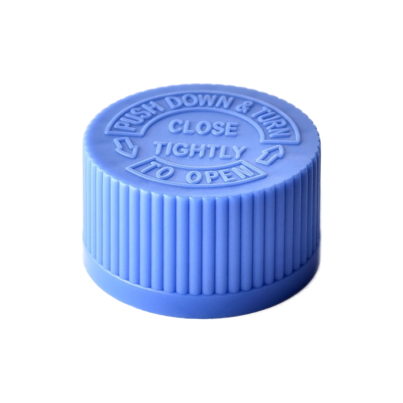 28/410 PP child-resistant cap for food and condiment and pharmaceutical packaging, front view