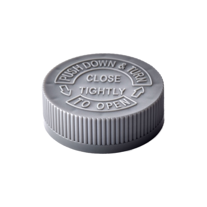 45/400 PP child-resistant cap for food and condiment and pharmaceutical packaging, front view