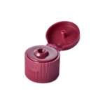 18/410 PP flip top cap for hair care and personal care packaging, front view open