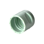 18/410 PP flip top cap for hair care and personal care packaging, bottom view