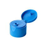 24/410 PP flip top cap for hair care and personal care packaging, front view open