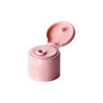 24/410 PP flip top cap for hair care and personal care packaging, front view open