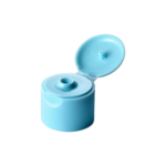 24/410 PP flip top cap for hair care and personal care packaging, front view open