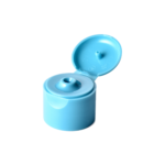 24/410 PP flip top cap for hair care and personal care packaging, front view open