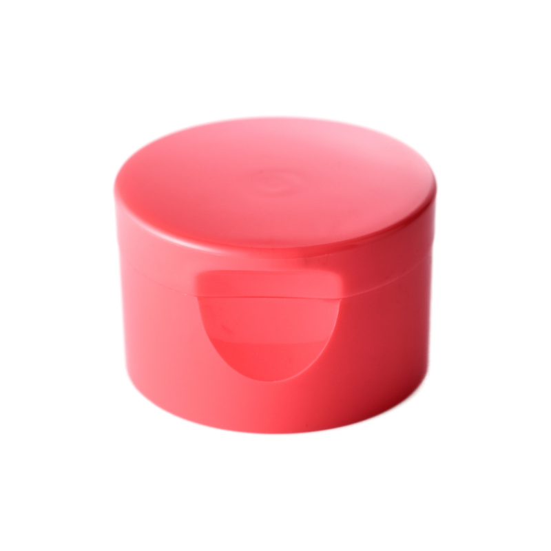 24/410 PP flip top cap for hair care and personal care packaging, front view closed