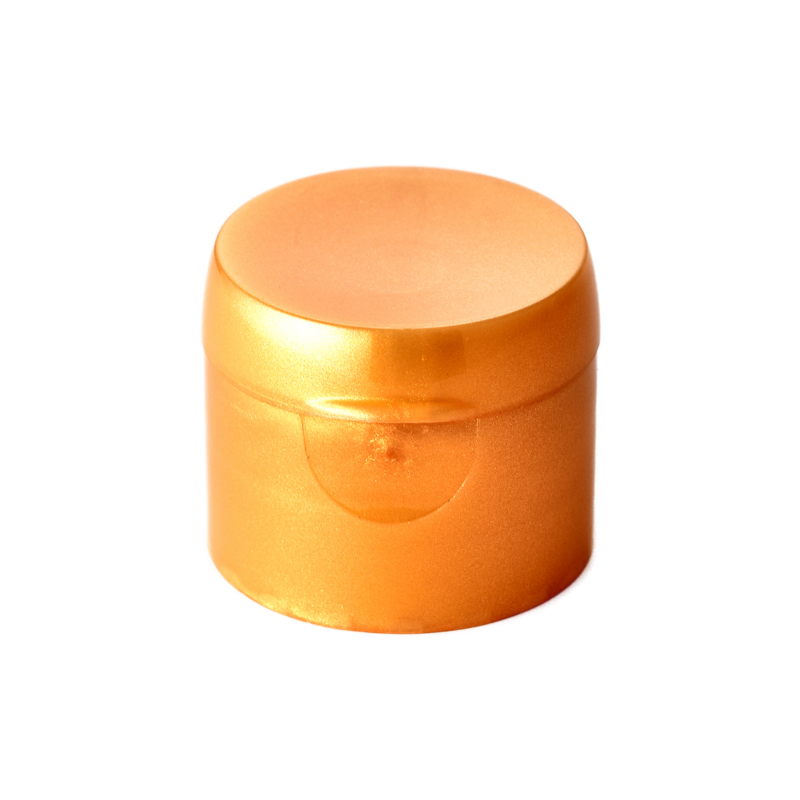 24/410 PP flip top cap for hair care and personal care packaging, front view closed