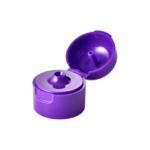 24/410 PP flip top cap for hair care and personal care packaging, front view open