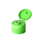 24/410 PP flip top cap for hair care and personal care packaging, front view open