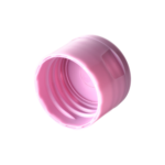 28/410 PP flip top cap for hair care and personal care packaging, bottom view