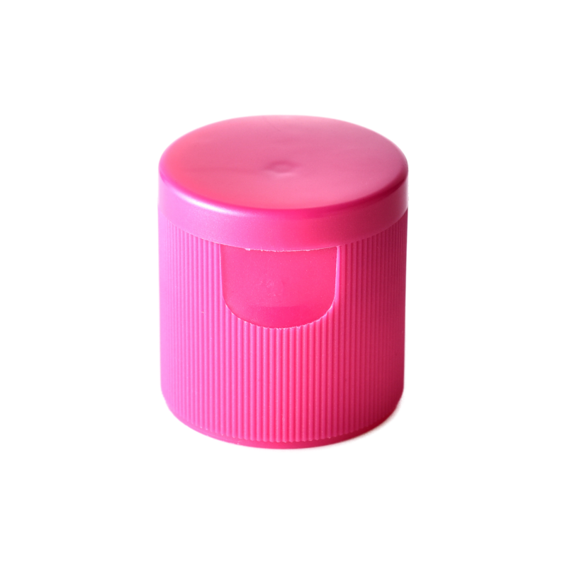 28/415 PP flip top cap for hair care and personal care packaging, front view closed