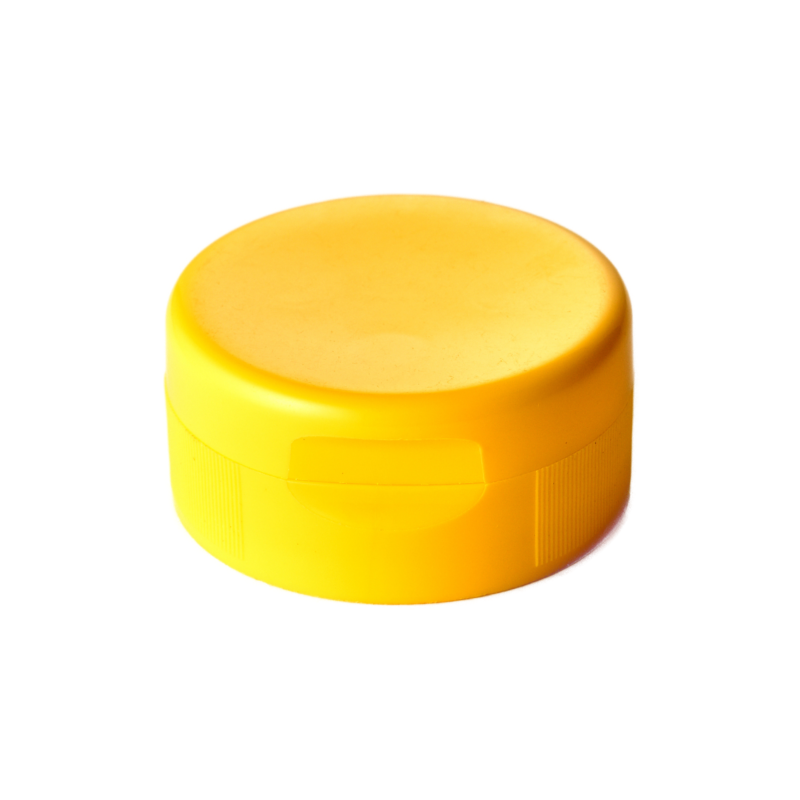 38/400 PP flip top cap for food and condiment, hair care and personal care packaging, front view closed