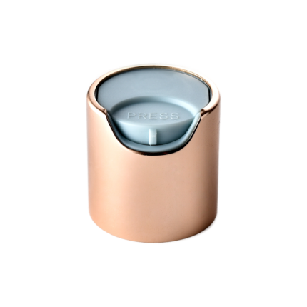 24/410 PP with an aluminum collar disc top cap for hair care, household care and personal care packaging, back view