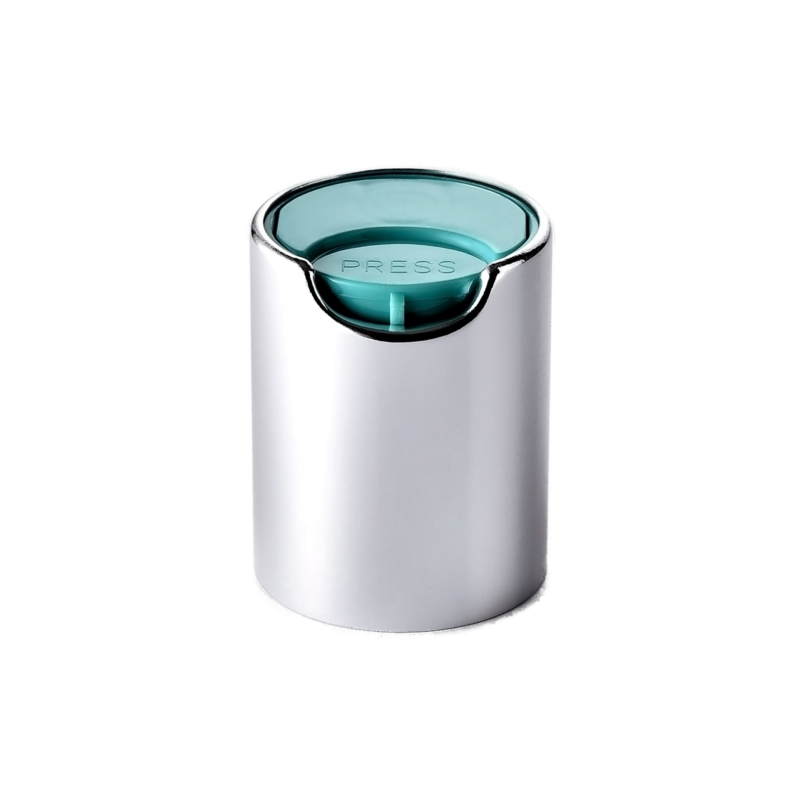 24/415 PP with an aluminum collar disc top cap for hair care, household care and personal care packaging, back view