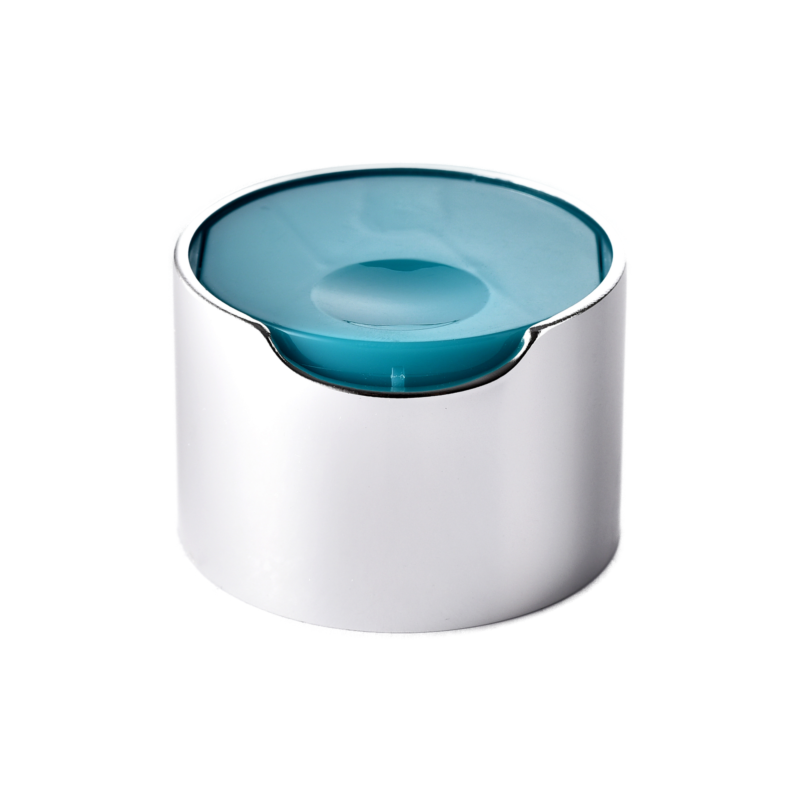 24/410 PP with an aluminum collar disc top cap for hair care, household care and personal care packaging, back view