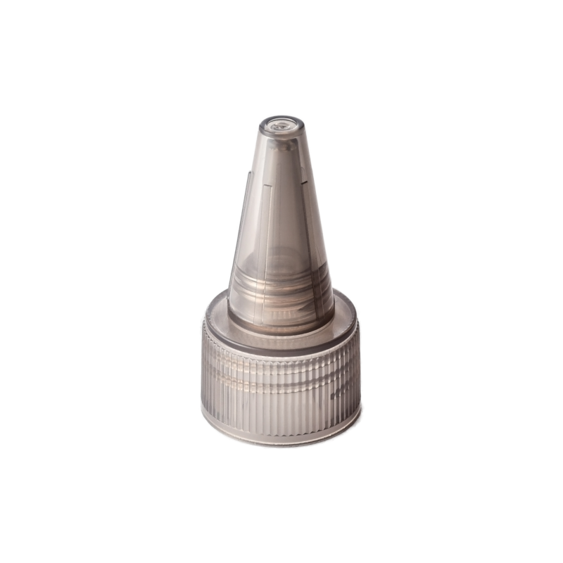 20/410 PP nozzle cap for hair care and personal care packaging, front view with nozzle closed