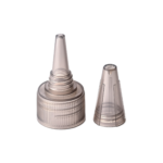 20/410 PP nozzle cap for hair care and personal care packaging, front view with nozzle open