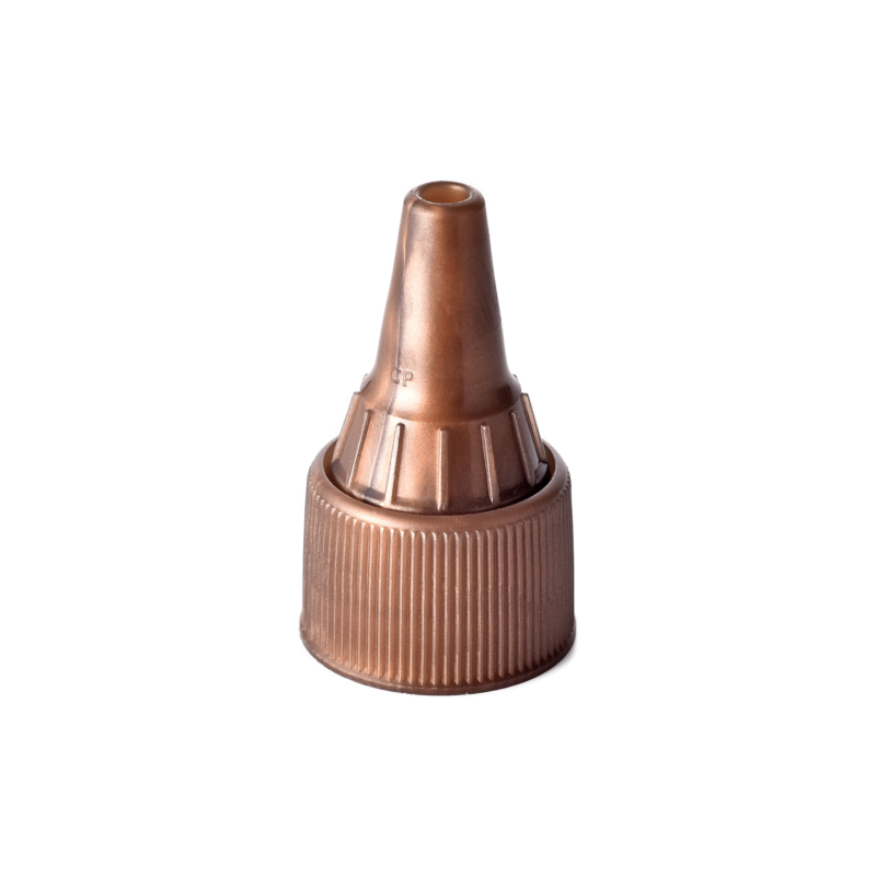 20/410 PE nozzle cap for hair care and personal care packaging, front view with nozzle closed