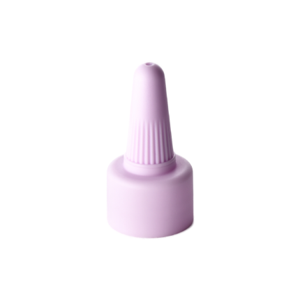 20/410 PP nozzle cap for hair care and personal care packaging, front view with nozzle closed