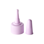 20/410 PP nozzle cap for hair care and personal care packaging, front view with nozzle open