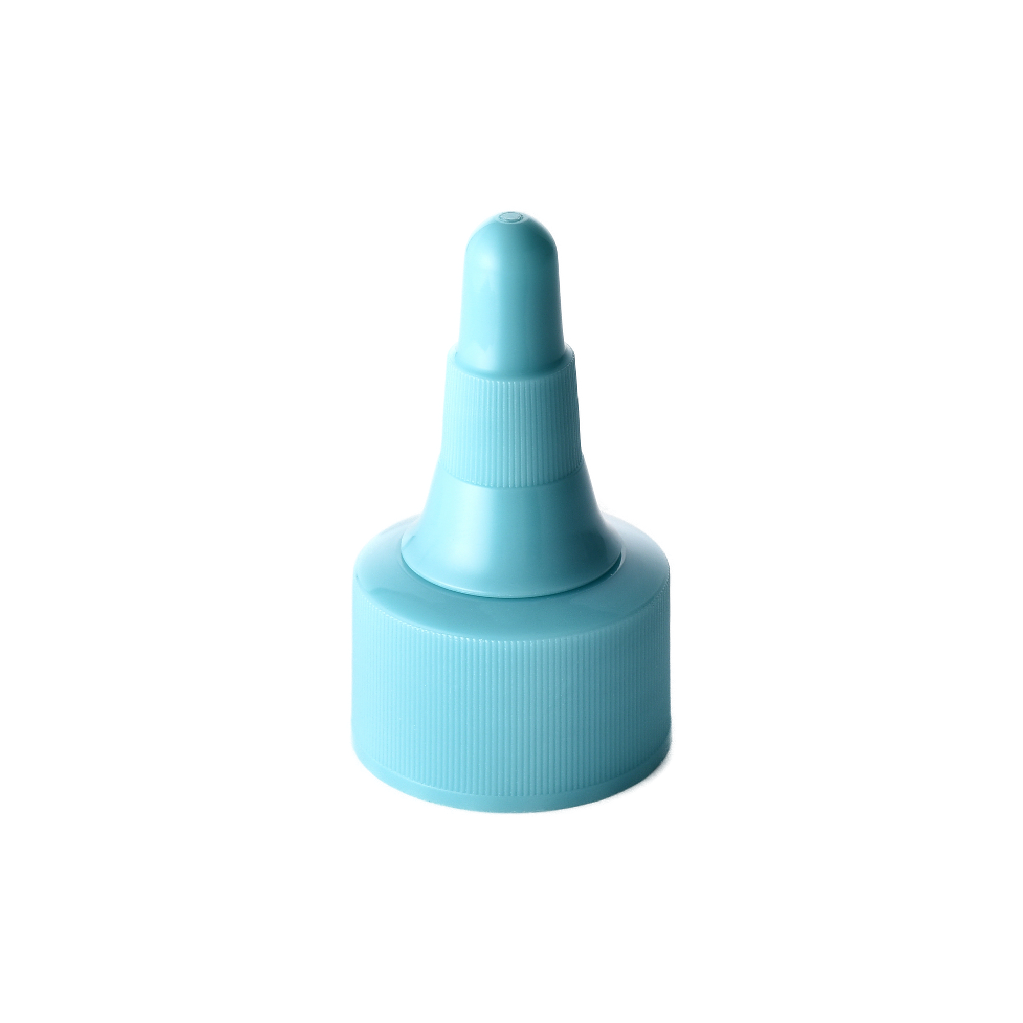 S24-05-1 24/410 PP nozzle cap for hair care and personal care packaging, front view with nozzle closed
