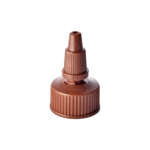 24/410 PP and PE nozzle cap for hair care and personal care packaging, front view with nozzle open