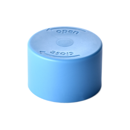 24/410 PP nozzle cap for hair care and personal care packaging, front view with nozzle closed