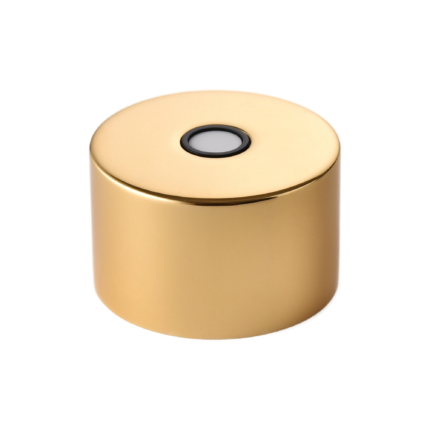 24/410 PP with an aluminum collar nozzle cap for hair care and personal care packaging, front view with nozzle closed