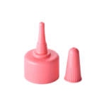 24/410 PP nozzle cap for hair care and personal care packaging, front view with nozzle open