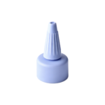 24/410 PP and PE nozzle cap for hair care and personal care packaging, front view with nozzle closed