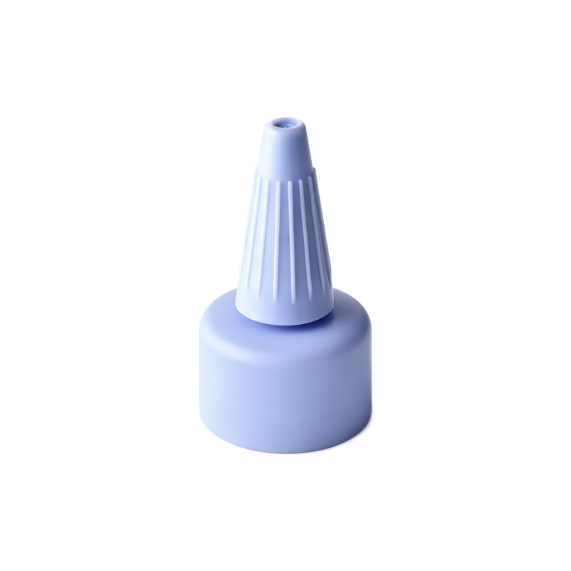 24/410 PP and PE nozzle cap for hair care and personal care packaging, front view with nozzle closed