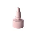 24/410 PP and PE nozzle cap for hair care and personal care packaging, front view with nozzle open