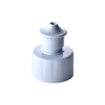 28/410 PP and PE push pull cap for household care packaging, front view with pull spout open