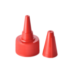 28/410 PP nozzle cap for hair care and personal care packaging, front view with nozzle open