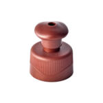 28/410 PP and PE push pull cap for household care packaging, front view with pull spout open