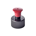 28/410 PP and PE push pull cap for household care packaging, front view with pull spout open