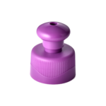 28/410 PP and PE push pull cap for household care packaging, front view with pull spout open