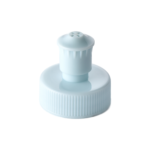 28/400 PP and PE push pull cap for household care packaging, front view with pull spout open