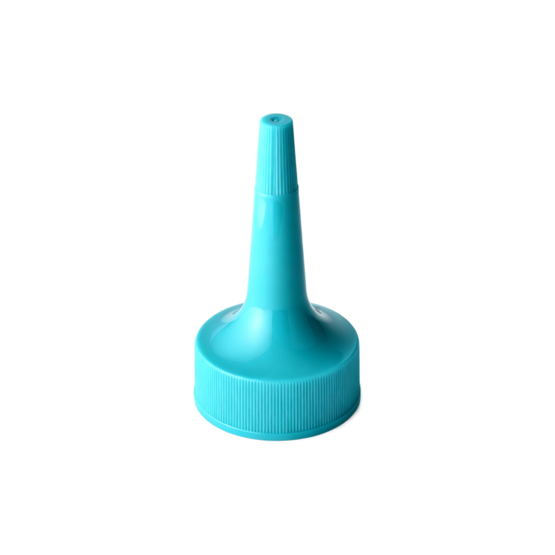 28/400 PP nozzle cap for hair care and personal care packaging, front view with nozzle closed
