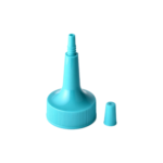 28/400 PP nozzle cap for hair care and personal care packaging, front view with nozzle open