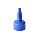 28/410 PP and PE nozzle cap for hair care and personal care packaging, front view with nozzle open