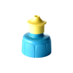 28/410 PP and PE push pull cap for household care packaging, front view with pull spout open