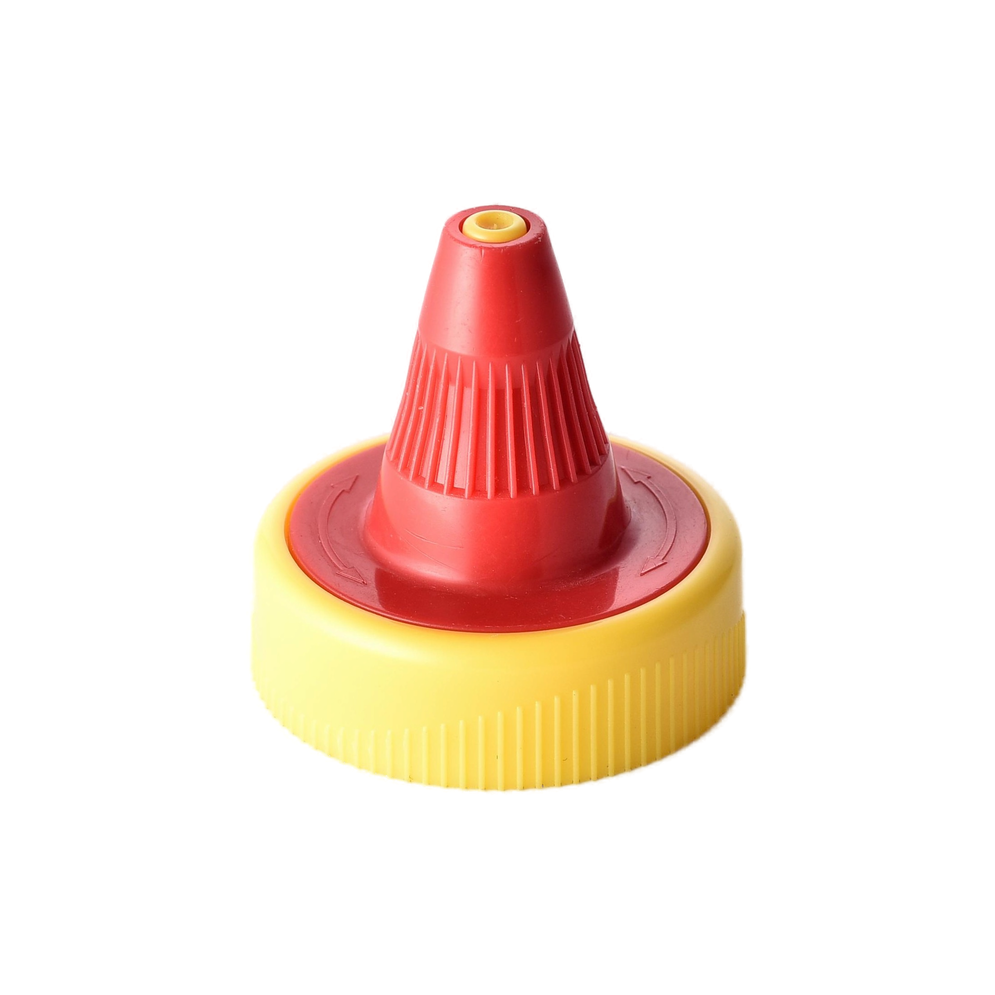 S38-07-1 38/400 PP and PE nozzle cap for food and condiment, hair care and personal care packaging, front view with nozzle closed