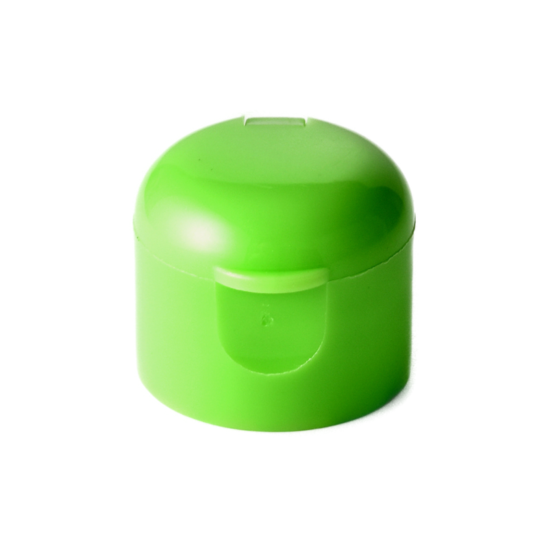 18/410 PP flip top cap for hair care and personal care packaging, front view closed