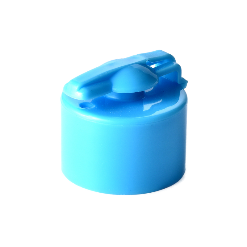 24/410 PP flip top cap for hair care and personal care packaging, front view closed