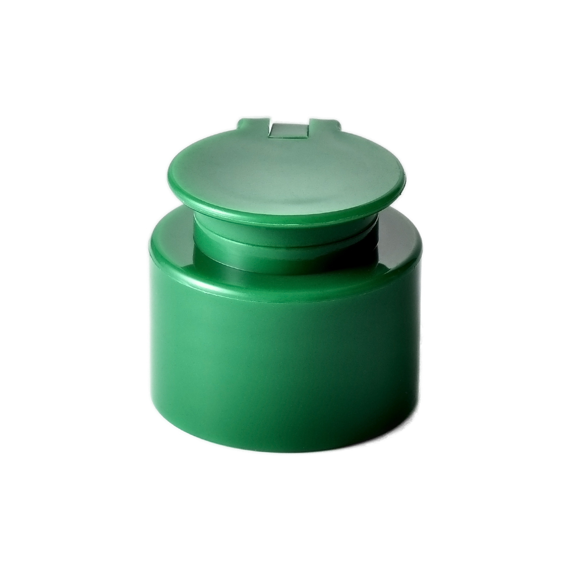 T24-02-1_clean 24/410 PP flip top cap for hair care and personal care packaging, front view closed