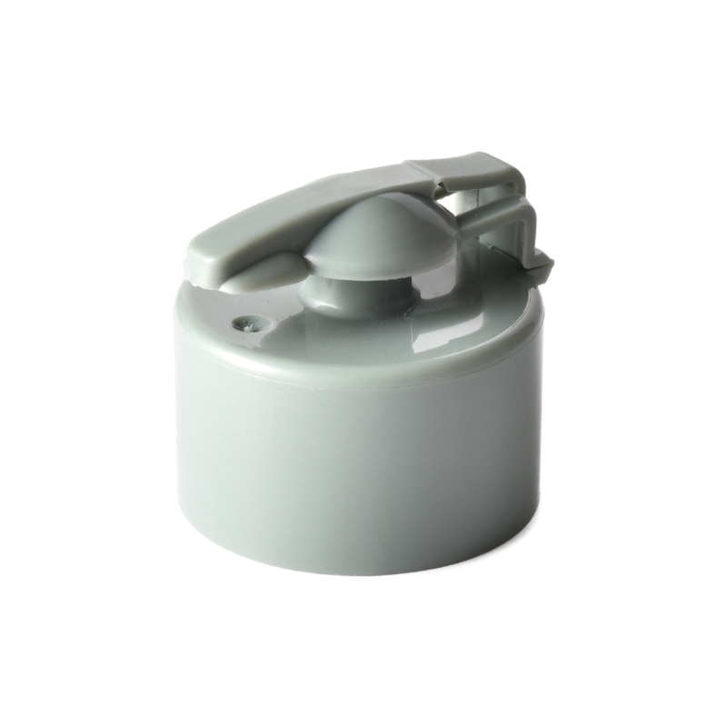 28/410 PP flip top cap for hair care and personal care packaging, front view closed