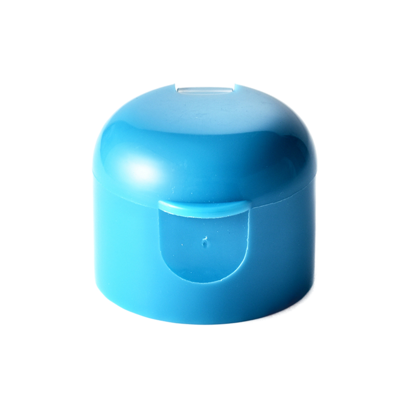 28/410 PP flip top cap for hair care and personal care packaging, front view closed