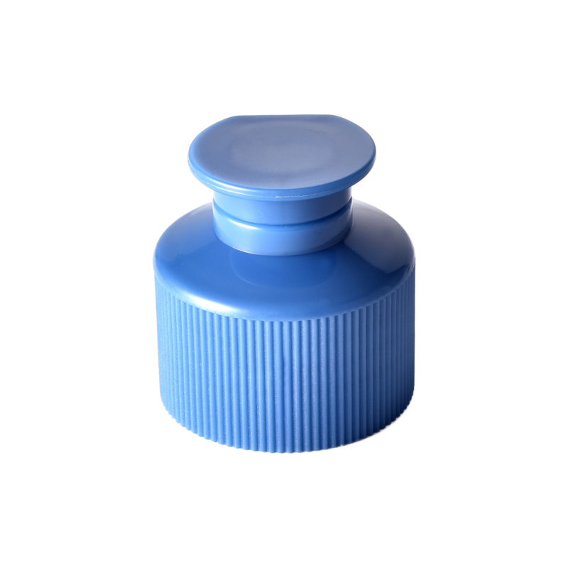 28/410 PP flip top cap for hair care and personal care packaging, front view closed