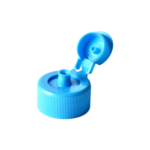28/410 PP flip top cap for hair care and household care packaging, front view open